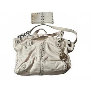 Stylish Michael Kors White Leather Studded Handbag